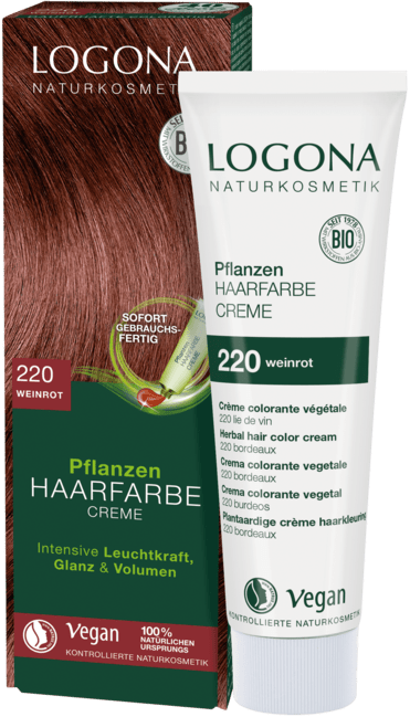 LOGONA Krémová farba na vlasy - vínovočervená 150 ml