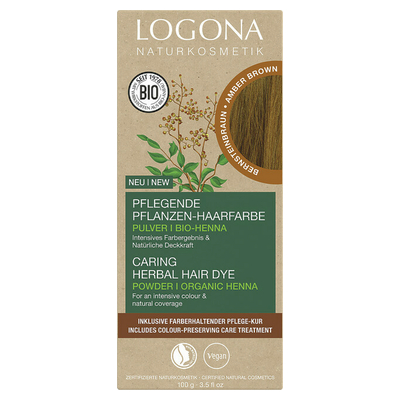 Logona Prkov farba na vlasy AMBER BROWN 100g